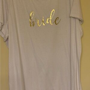 White Bride T-Shirt with Gold Lettering